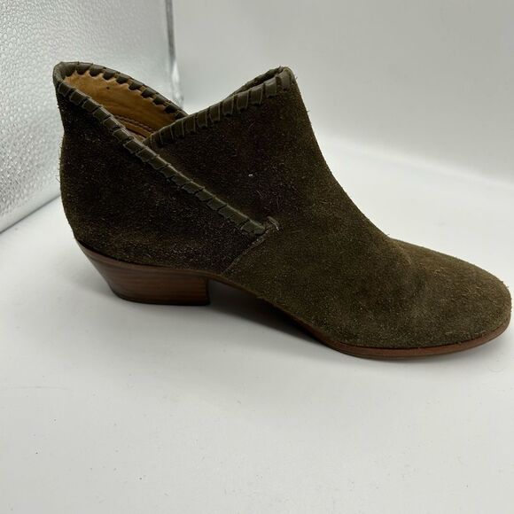 Jack Rogers Sadie Olive Green Suede Whipstitch Bootie - Picture 9 of 16